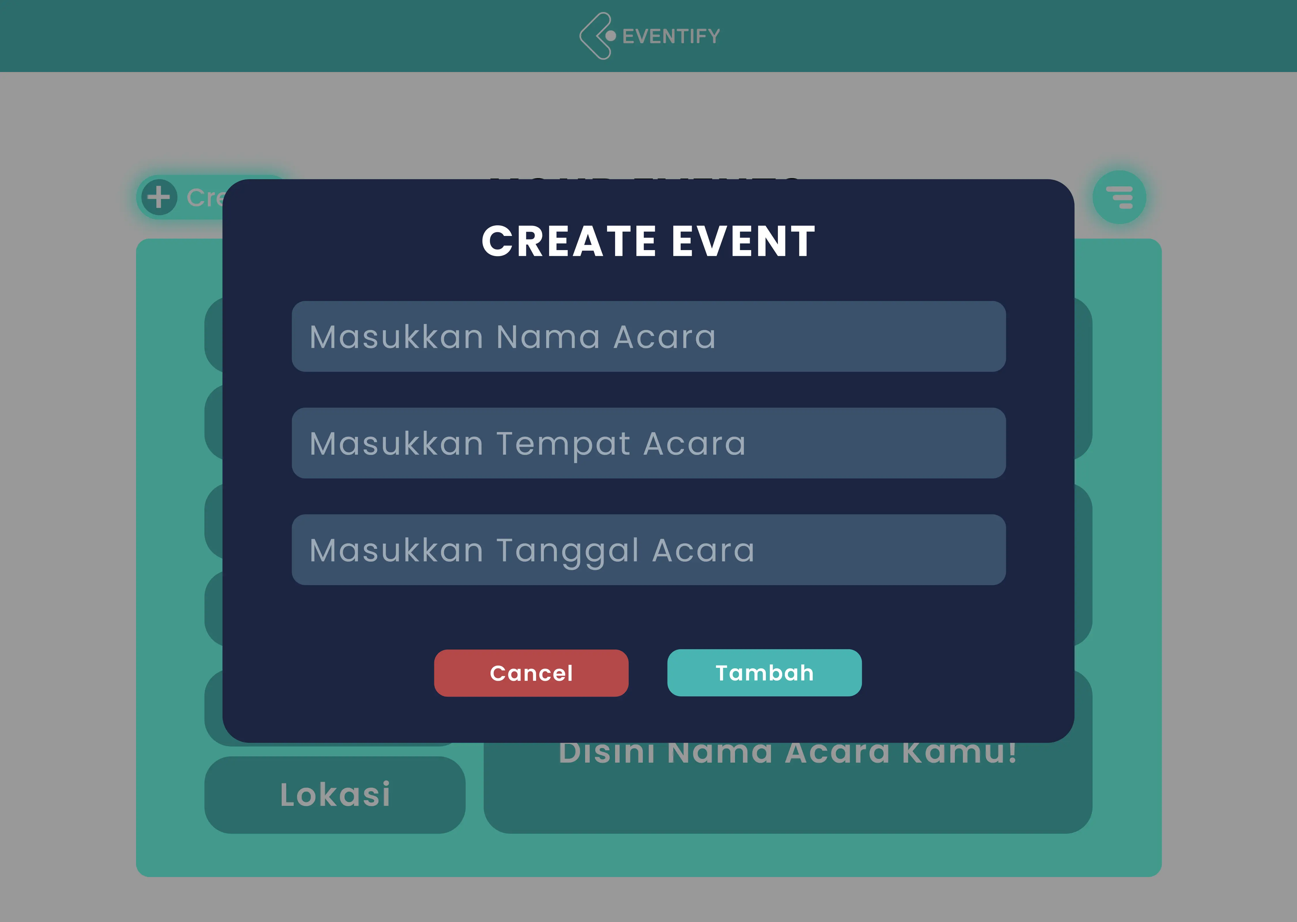 Screenshot for Eventify Mobile App